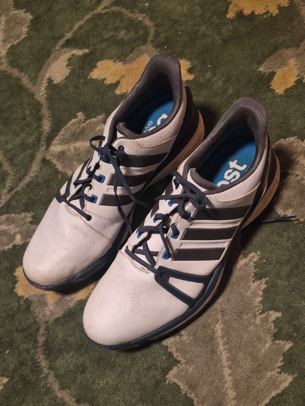 Men's White and Navy Athletic Shoes with Cushioned Support